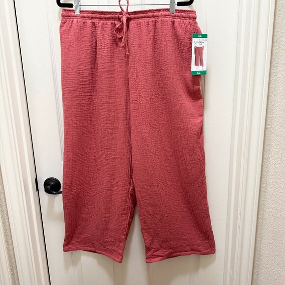 Jessica Simpson Women's Cotton Gauze Pant Size XL Rustic Red Wide Leg Boho NEW - Picture 4 of 12